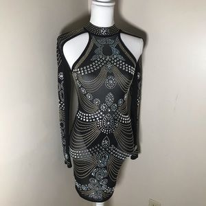 Extreme Embellished Black Sheer Dress ♦️